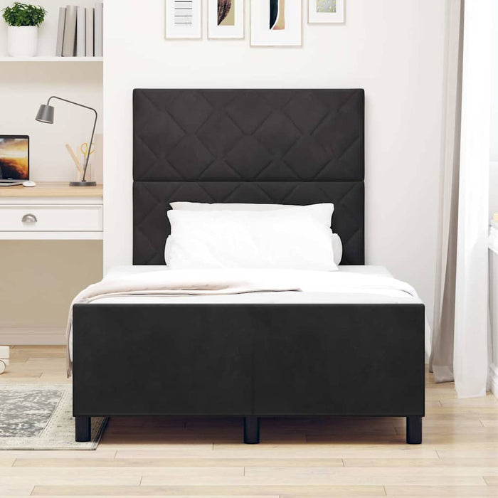 Pat cu arcuri cu headboard Negru 120 x 200 cm Catifea WALTI