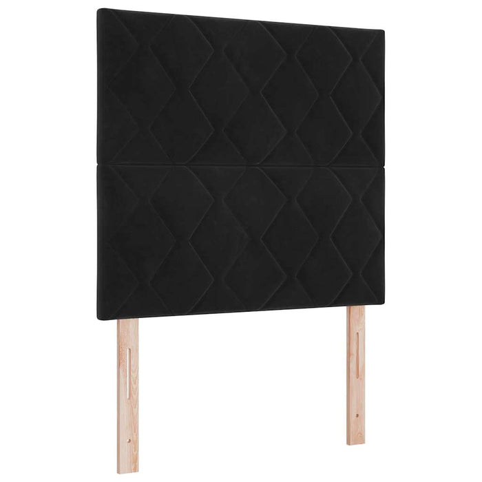 Pat cu arcuri cu headboard Negru 120 x 200 cm Catifea WALTI