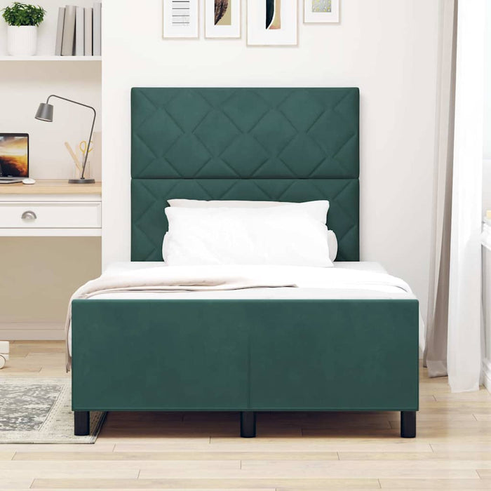 Pat cu arcuri cu headboard Verde închis 120 x 200 cm Catifea WALTI