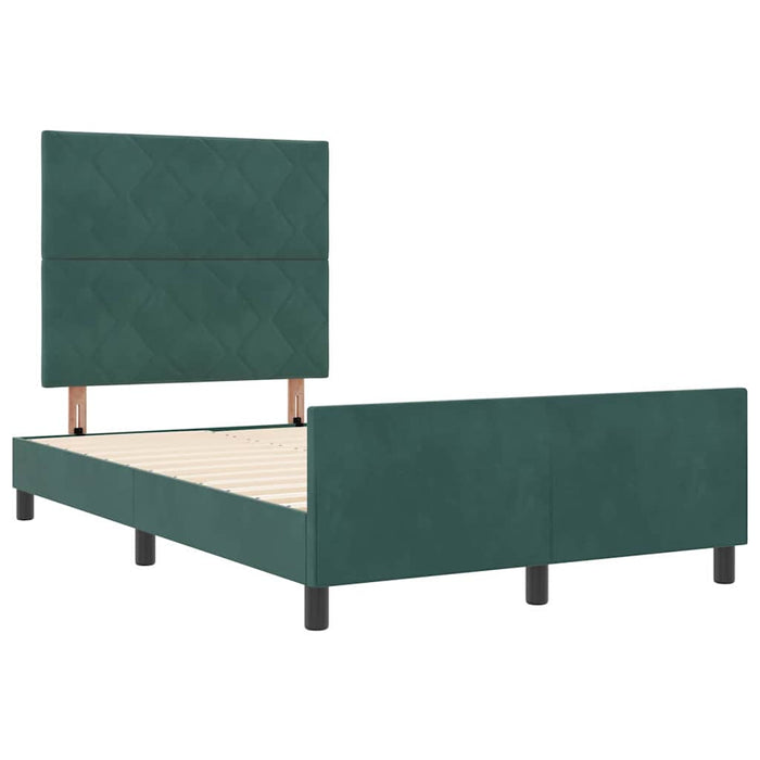 Pat cu arcuri cu headboard Verde închis 120 x 200 cm Catifea WALTI