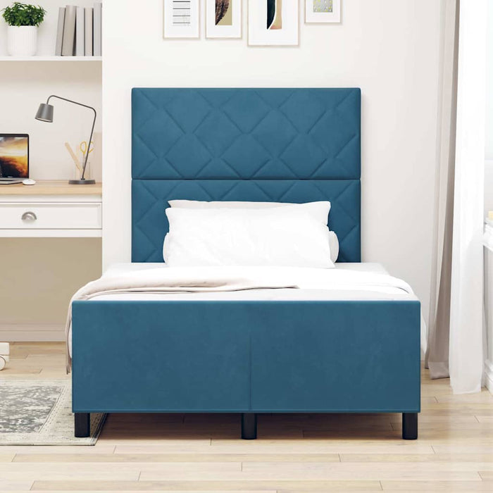 Pat cu arcuri cu headboard Albastru închis 120 x 200 cm Catifea - WALTI WALTI