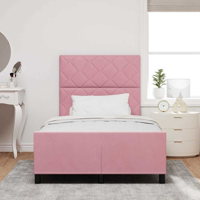 Pat cu arcuri cu headboard Roz 120 x 200 cm Catifea - WALTI WALTI