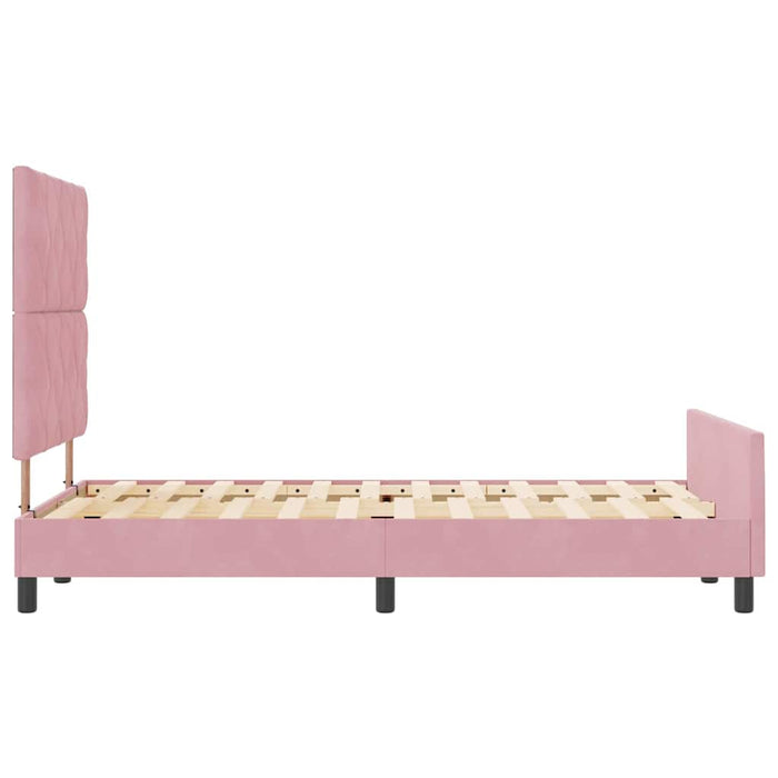 Pat cu arcuri cu headboard Roz 120 x 200 cm Catifea - WALTI WALTI