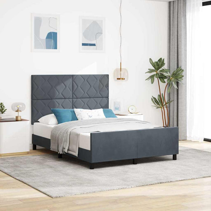 Pat cu arcuri cu headboard Gri închis 140 x 190 cm Catifea WALTI