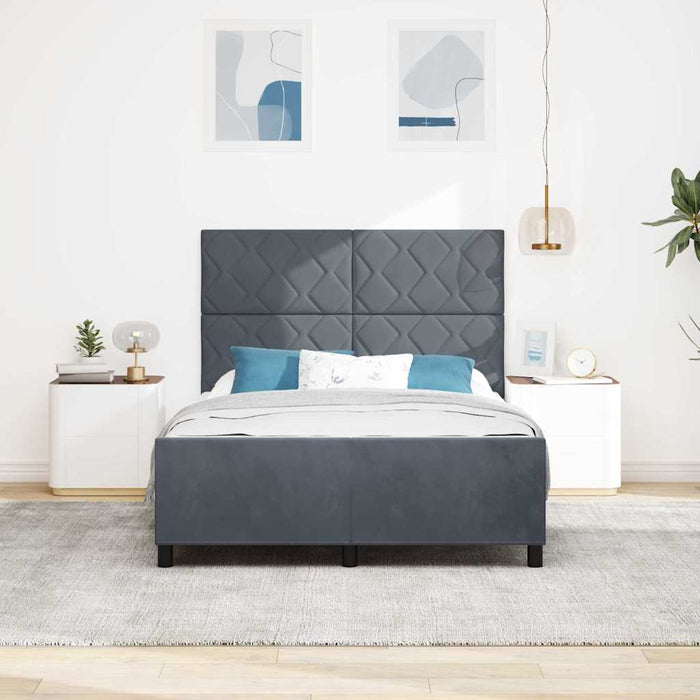 Pat cu arcuri cu headboard Gri închis 140 x 190 cm Catifea WALTI