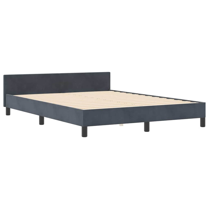Pat cu arcuri cu headboard Gri închis 140 x 190 cm Catifea WALTI