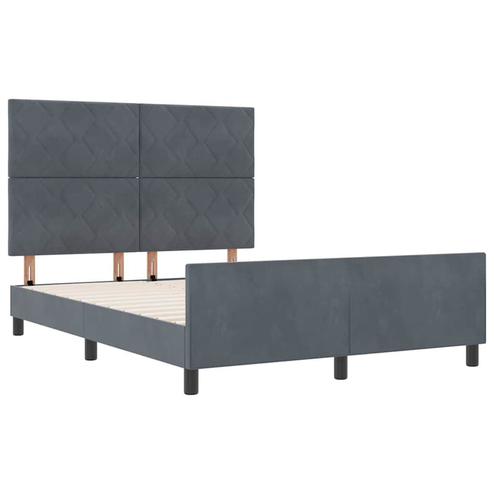 Pat cu arcuri cu headboard Gri închis 140 x 190 cm Catifea WALTI