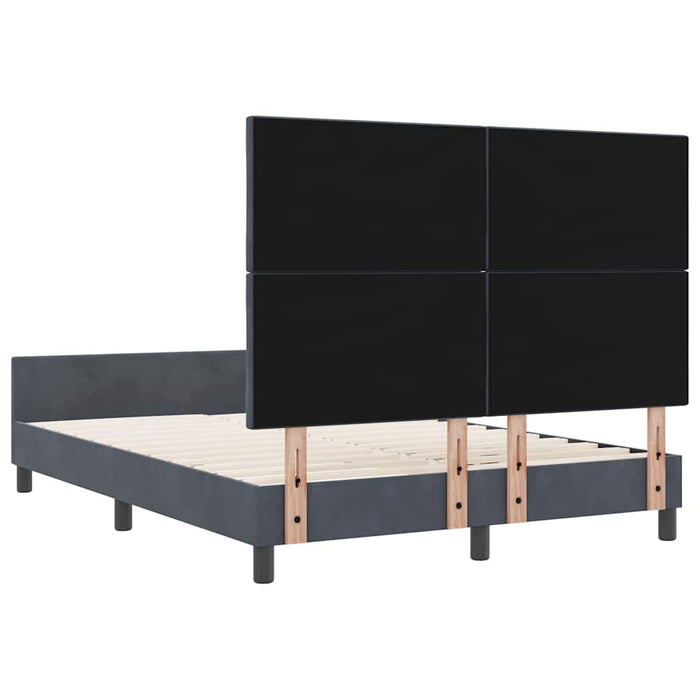 Pat cu arcuri cu headboard Gri închis 140 x 190 cm Catifea WALTI