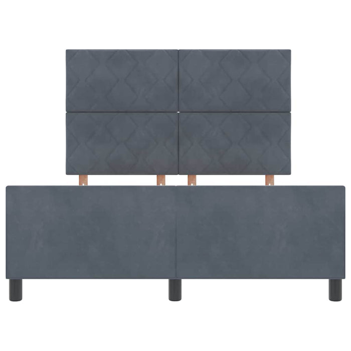 Pat cu arcuri cu headboard Gri închis 140 x 190 cm Catifea WALTI