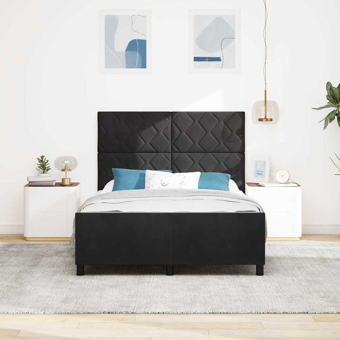 Pat cu arcuri cu headboard Negru 140 x 190 cm Catifea - WALTI WALTI