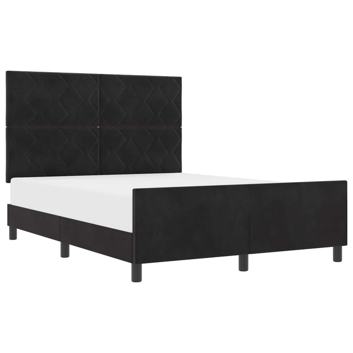 Pat cu arcuri cu headboard Negru 140 x 190 cm Catifea - WALTI WALTI