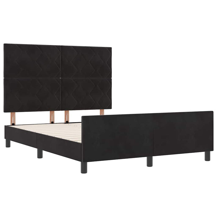 Pat cu arcuri cu headboard Negru 140 x 190 cm Catifea - WALTI WALTI
