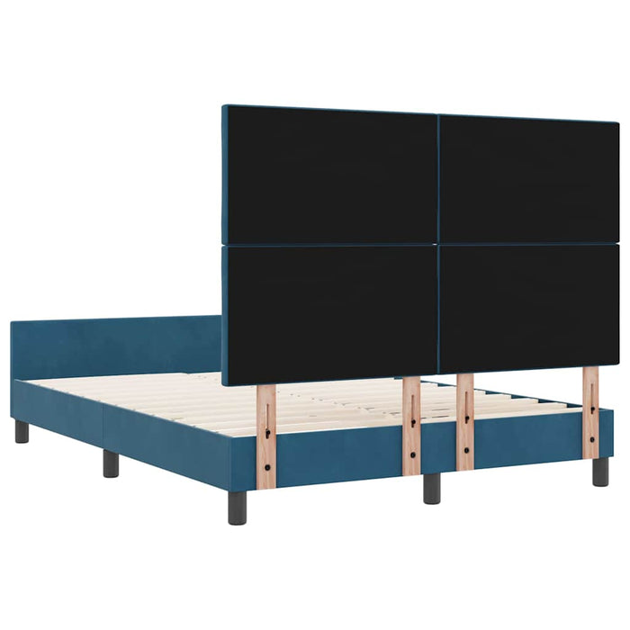 Pat cu arcuri cu headboard Albastru închis 140 x 190 cm Catifea WALTI