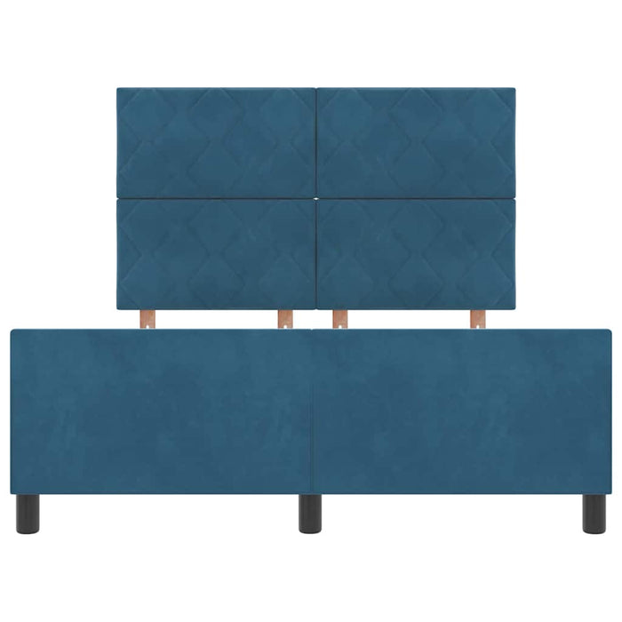Pat cu arcuri cu headboard Albastru închis 140 x 190 cm Catifea WALTI