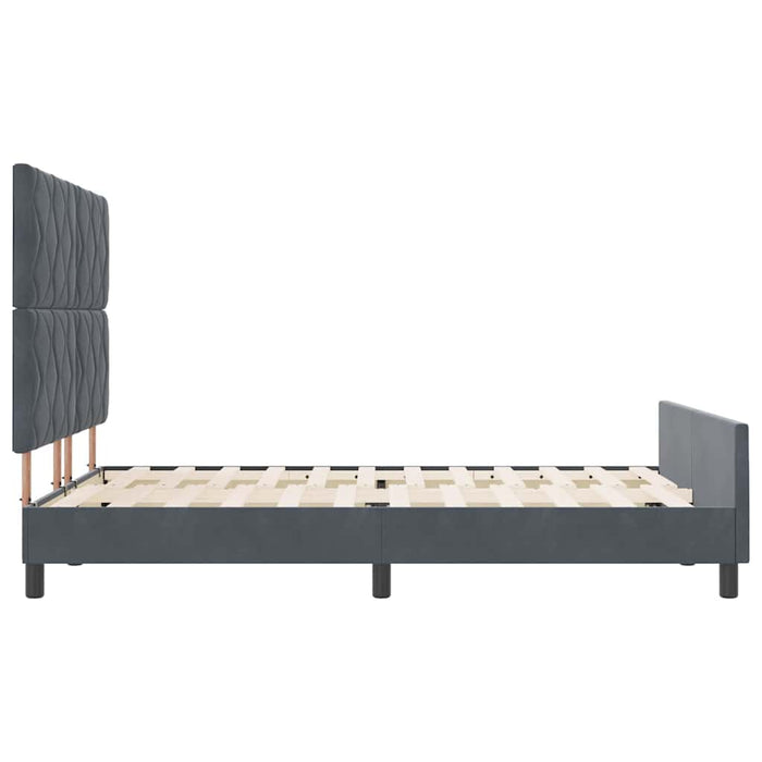 Pat cu arcuri cu headboard Gri închis 140 x 200 cm Catifea WALTI