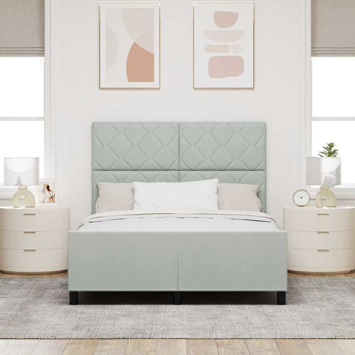 Pat cu arcuri cu headboard Gri deschis 160 x 200 cm Catifea WALTI