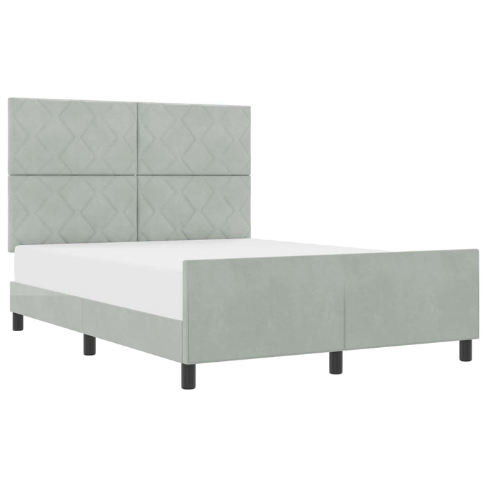Pat cu arcuri cu headboard Gri deschis 160 x 200 cm Catifea WALTI
