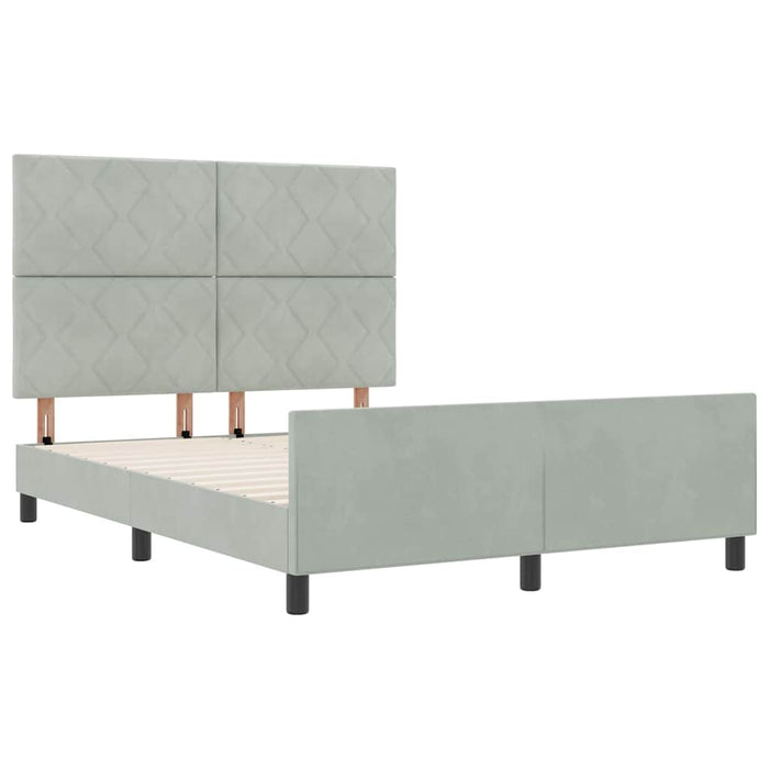 Pat cu arcuri cu headboard Gri deschis 160 x 200 cm Catifea WALTI