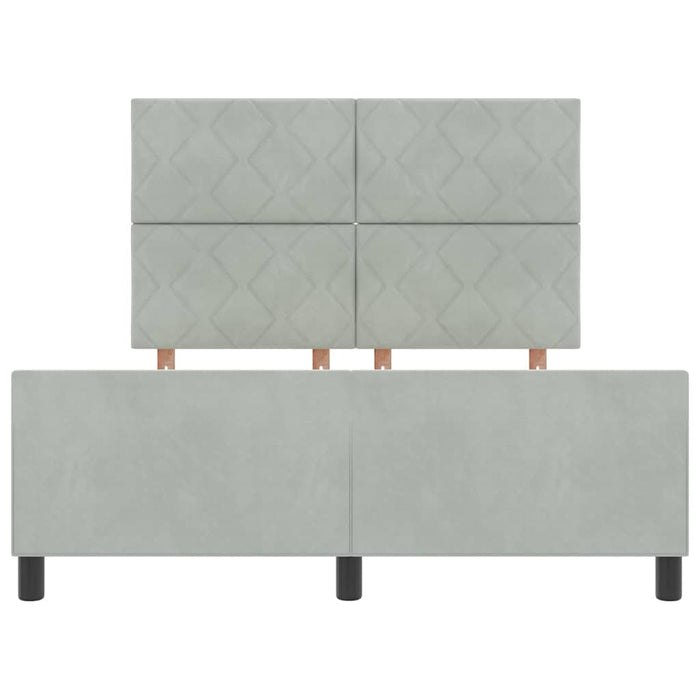 Pat cu arcuri cu headboard Gri deschis 160 x 200 cm Catifea WALTI