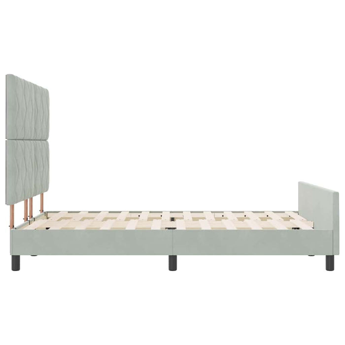 Pat cu arcuri cu headboard Gri deschis 160 x 200 cm Catifea WALTI