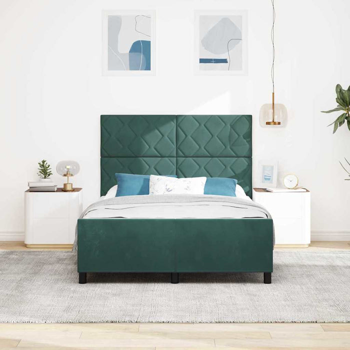 Pat cu arcuri cu headboard Verde închis 160 x 200 cm Catifea - WALTI WALTI
