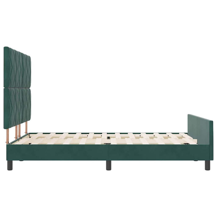 Pat cu arcuri cu headboard Verde închis 160 x 200 cm Catifea - WALTI WALTI
