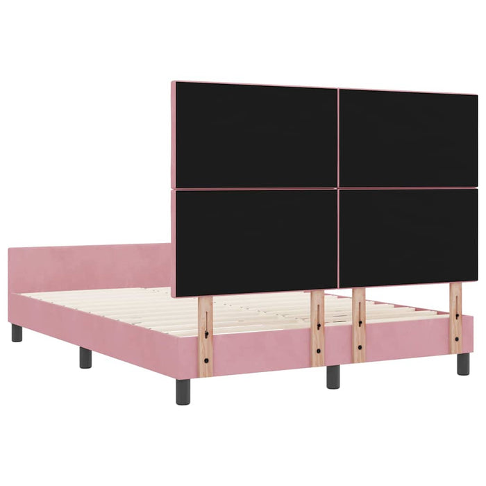 Pat cu arcuri cu headboard Roz 160 x 200 cm Catifea - WALTI WALTI