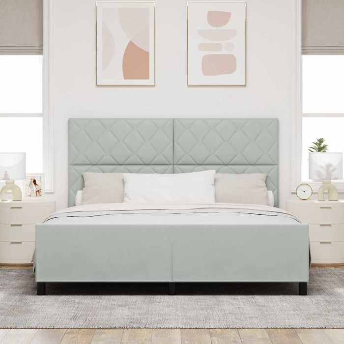 Pat cu arcuri cu headboard Gri deschis 180 x 200 cm Catifea WALTI