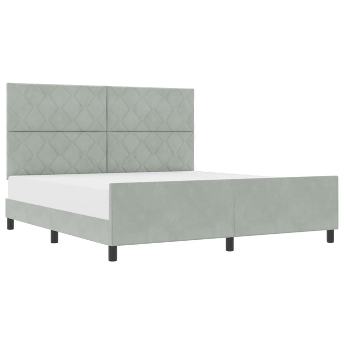 Pat cu arcuri cu headboard Gri deschis 180 x 200 cm Catifea WALTI