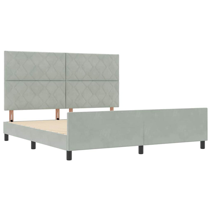 Pat cu arcuri cu headboard Gri deschis 180 x 200 cm Catifea WALTI
