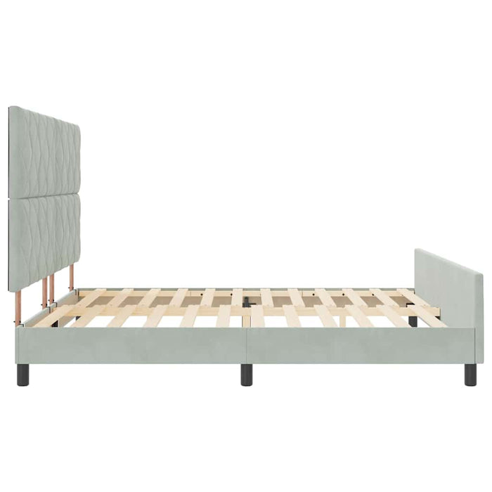 Pat cu arcuri cu headboard Gri deschis 180 x 200 cm Catifea WALTI