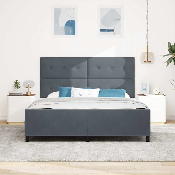 Pat cu arcuri cu headboard Gri închis 180 x 200 cm Catifea - WALTI WALTI