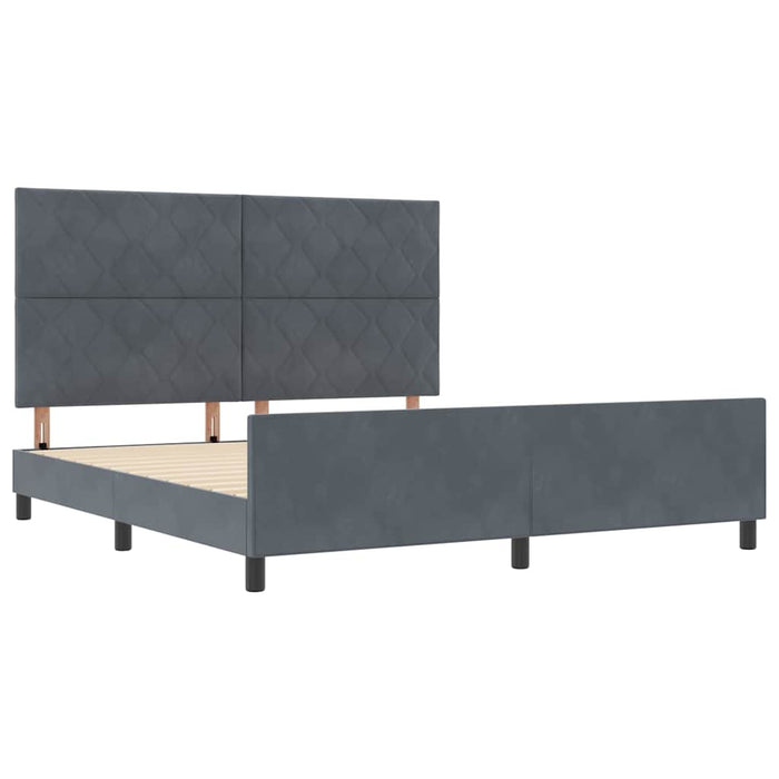 Pat cu arcuri cu headboard Gri închis 180 x 200 cm Catifea - WALTI WALTI