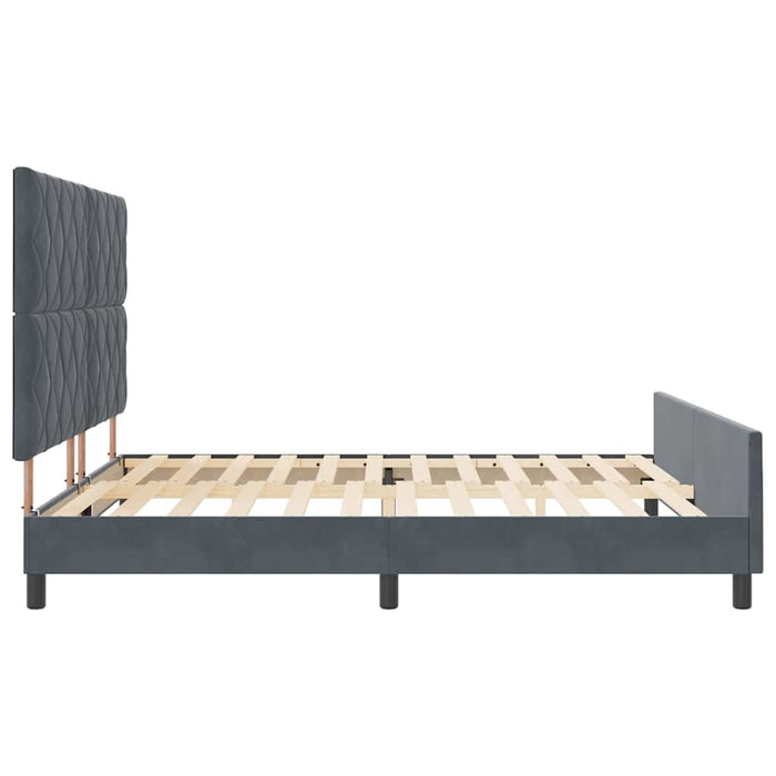 Pat cu arcuri cu headboard Gri închis 180 x 200 cm Catifea - WALTI WALTI