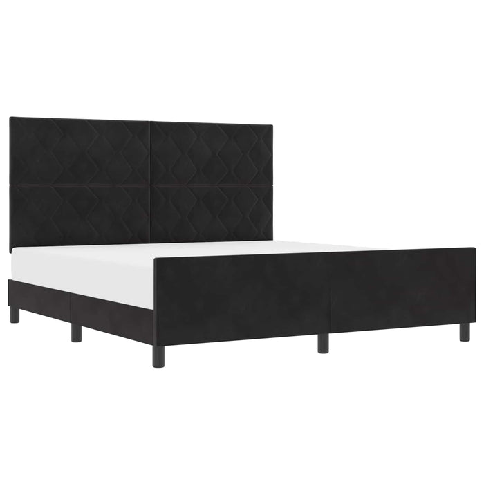 Pat cu arcuri cu headboard Negru 180 x 200 cm Catifea - WALTI WALTI