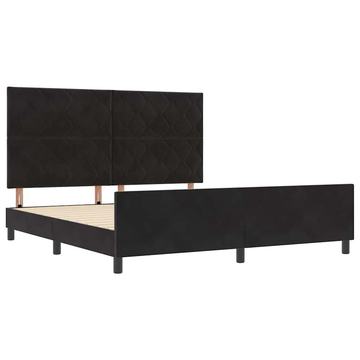 Pat cu arcuri cu headboard Negru 180 x 200 cm Catifea - WALTI WALTI