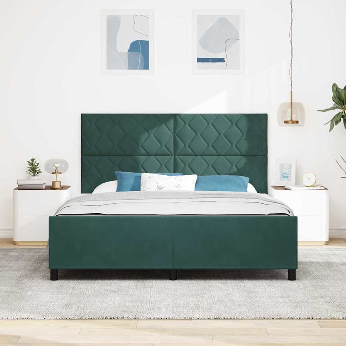 Pat cu arcuri cu headboard Verde închis 180 x 200 cm Catifea WALTI