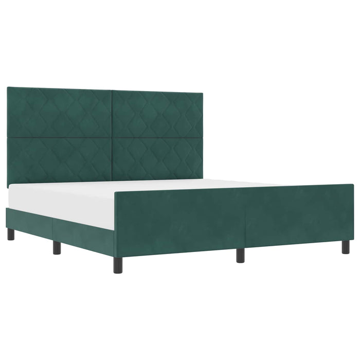 Pat cu arcuri cu headboard Verde închis 180 x 200 cm Catifea WALTI