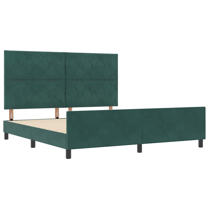Pat cu arcuri cu headboard Verde închis 180 x 200 cm Catifea WALTI