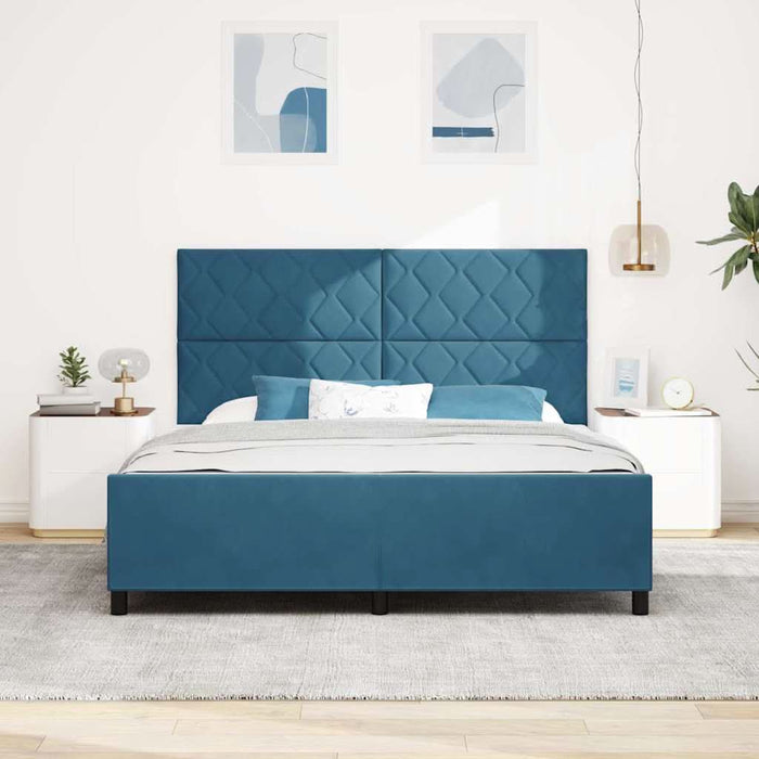 Pat cu arcuri cu headboard Albastru închis 180 x 200 cm Catifea - WALTI WALTI