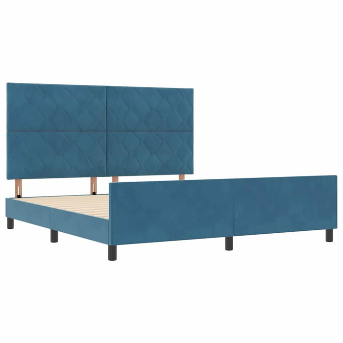 Pat cu arcuri cu headboard Albastru închis 180 x 200 cm Catifea - WALTI WALTI