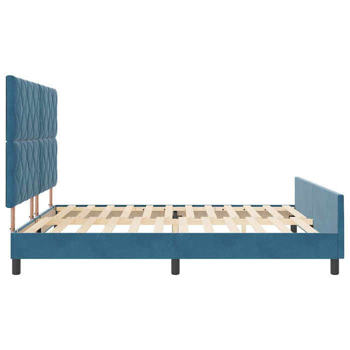 Pat cu arcuri cu headboard Albastru închis 180 x 200 cm Catifea - WALTI WALTI