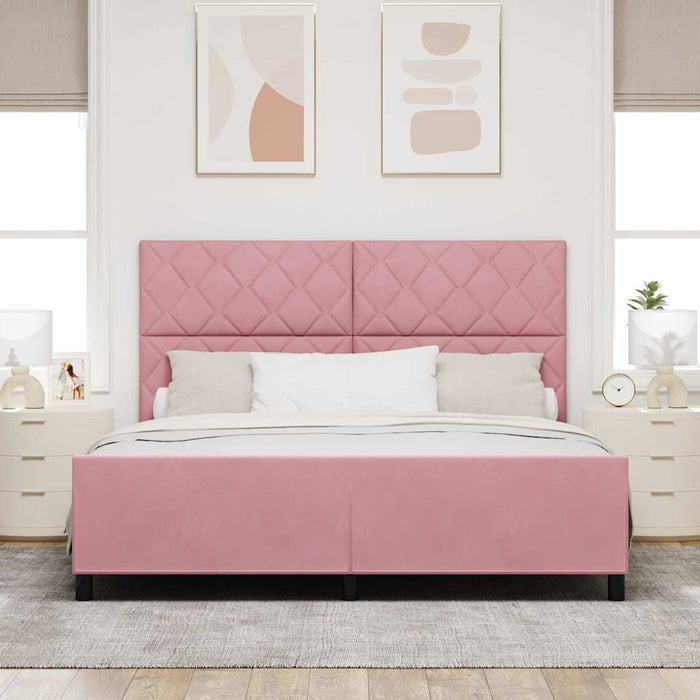 Pat cu arcuri cu headboard Roz 180 x 200 cm Catifea WALTI