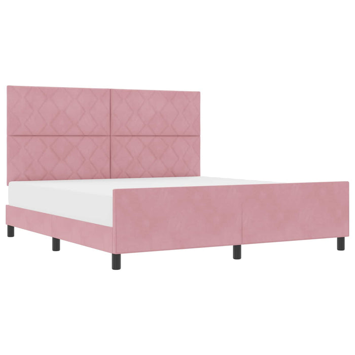 Pat cu arcuri cu headboard Roz 180 x 200 cm Catifea WALTI