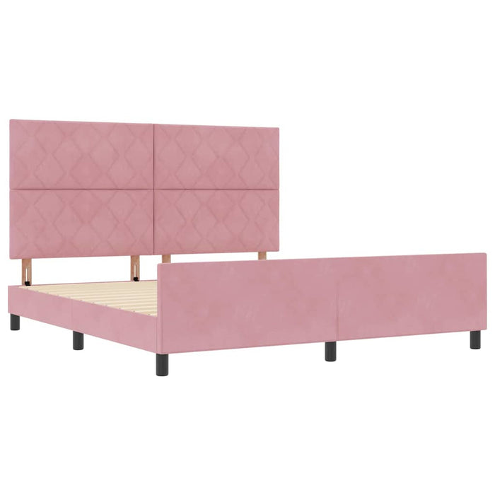 Pat cu arcuri cu headboard Roz 180 x 200 cm Catifea WALTI