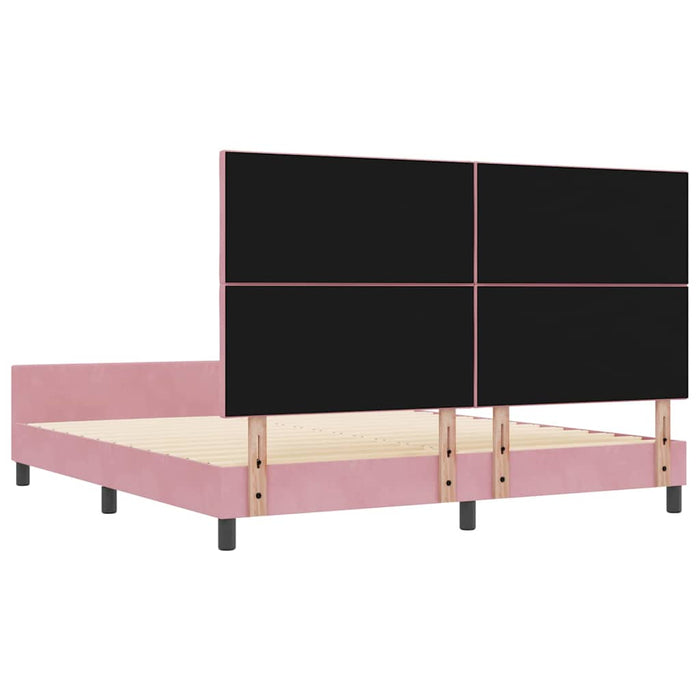 Pat cu arcuri cu headboard Roz 180 x 200 cm Catifea WALTI