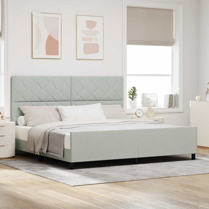 Pat cu arcuri cu headboard Gri deschis 200 x 200 cm Catifea - WALTI WALTI