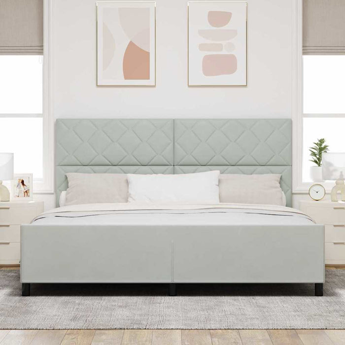 Pat cu arcuri cu headboard Gri deschis 200 x 200 cm Catifea - WALTI WALTI