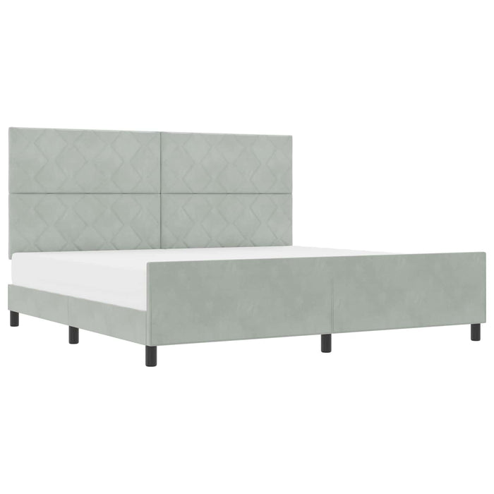 Pat cu arcuri cu headboard Gri deschis 200 x 200 cm Catifea - WALTI WALTI