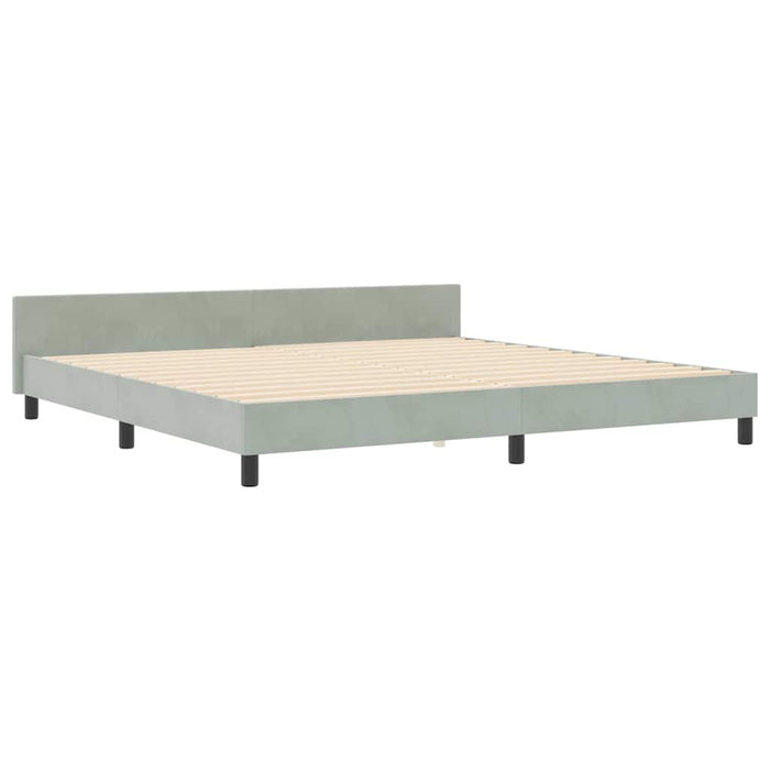 Pat cu arcuri cu headboard Gri deschis 200 x 200 cm Catifea - WALTI WALTI